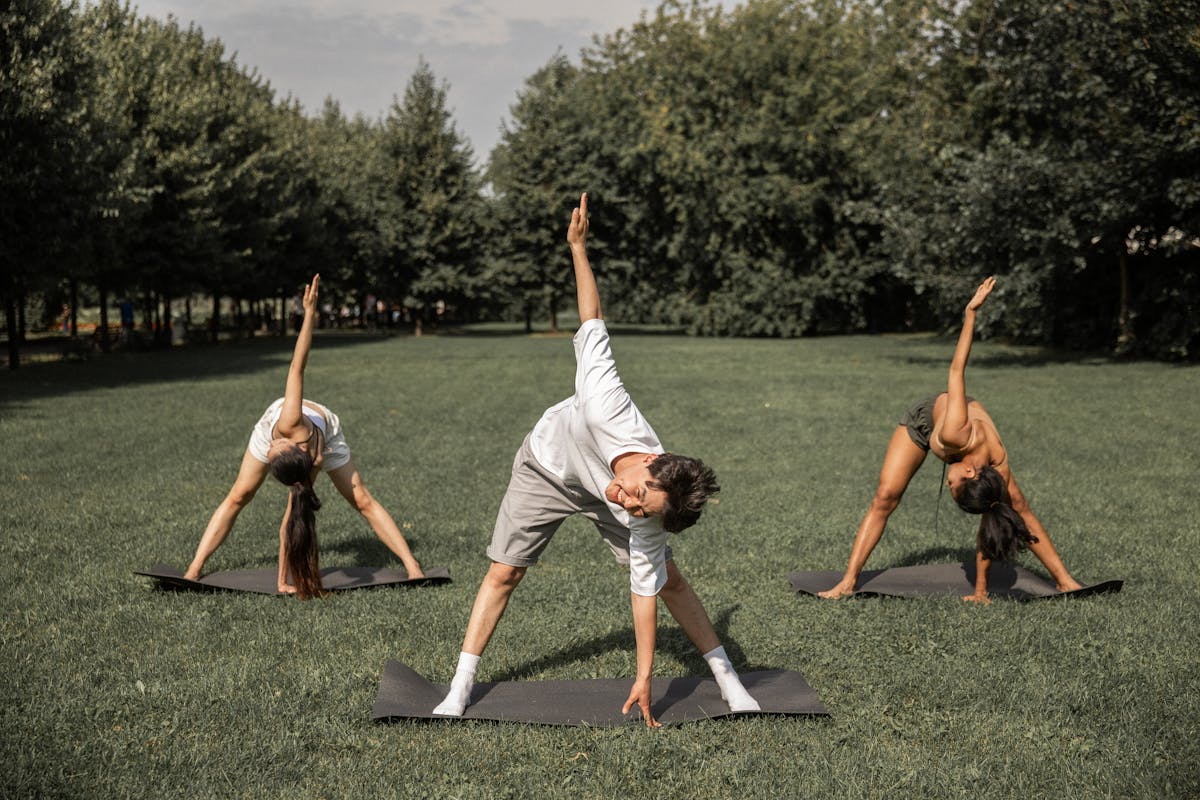 Peaceful yoga and wellness practice outdoors